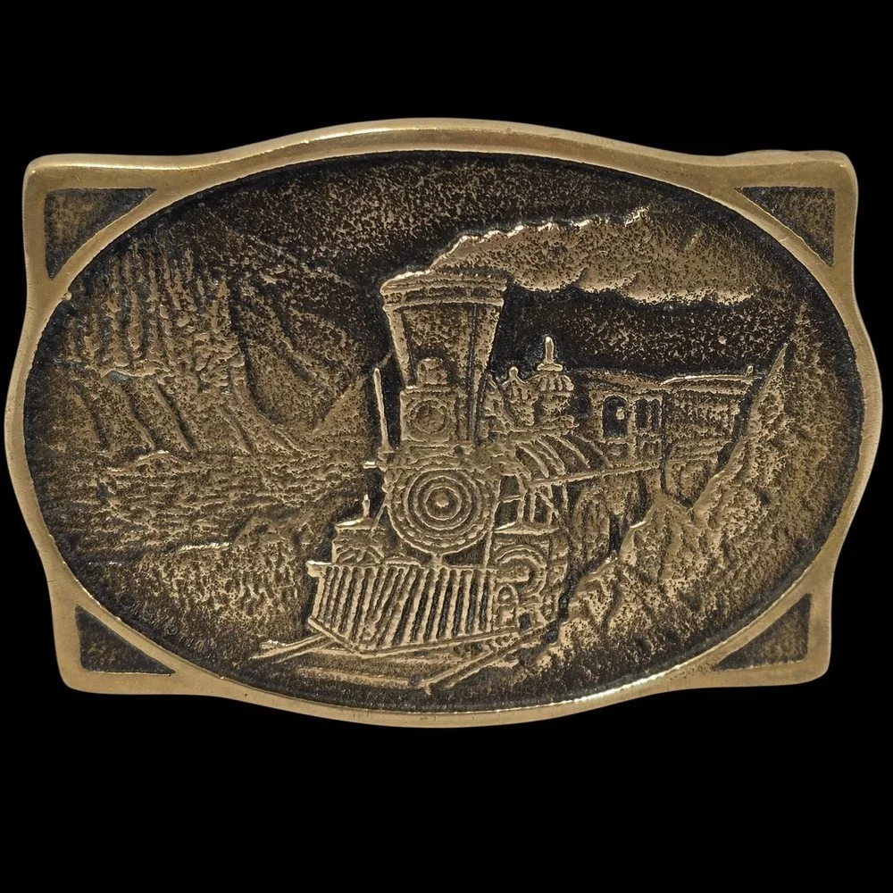 Vintage 1976 Heritage Mint Solid Brass American Railroad Train Belt Buckle B-59